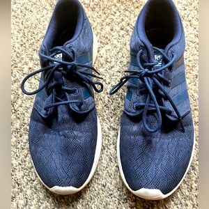 Blue adidas cloud foam tennis shoes